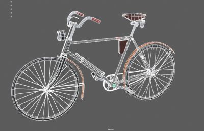 老旧自行车,经典自行车, 单车,脚踏车3DMAYA模型