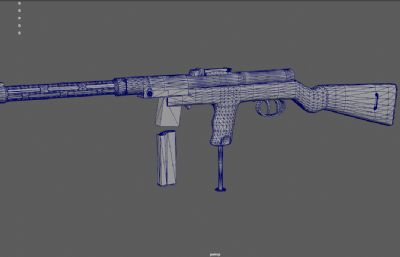 M1A1冲锋枪,歪把子机枪3dmaya模型