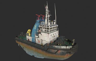 拖船,渔船船只3D模型,已塌陷
