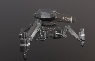 可移动机炮,激光炮,蜘蛛机甲3D模型