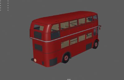 复古双层巴士,双层公交车3dmaya模型