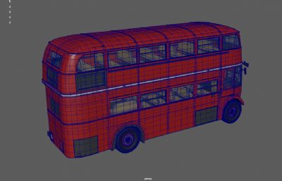 复古双层巴士,双层公交车3dmaya模型