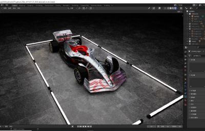 2022款F1赛车blender模型,内置贴图