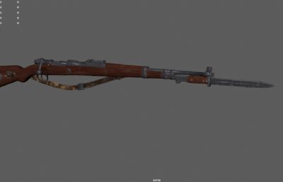 Kar98k毛瑟步枪,Kar98k卡宾枪3dmaya模型,已塌陷