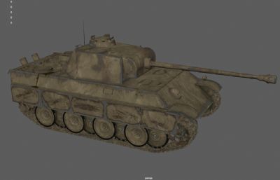 黑豹G坦克,二战重型坦克,装甲车maya模型