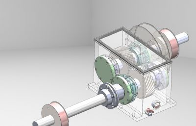 平行轴螺旋齿轮箱3D数模