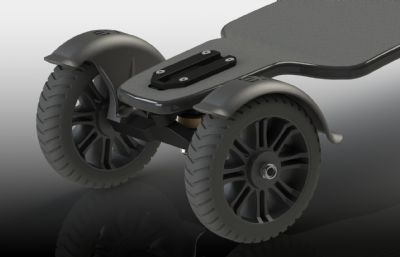 遥控智能电动滑板,四轮平衡车,高续航代步神器3D数模