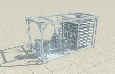 LNG天然气卸车撬3D模型塌陷文件