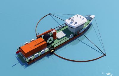 多功能水上污染物处置船3D模型