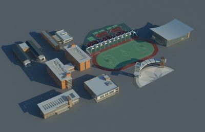 CS二中现代风格学校规划3D模型