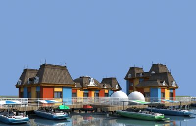 水上游乐设施,水上公园,游艇,碰碰船3D模型