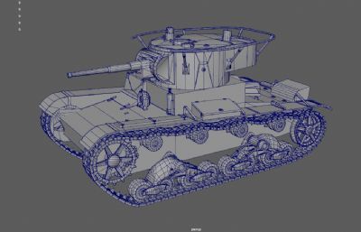 T-26轻型坦克,苏联突击坦克,装甲车3d maya模型