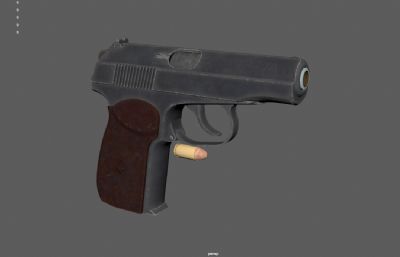 马卡洛夫手枪,半自动手枪3dmaya模型