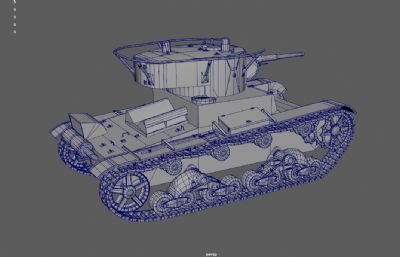 T-26轻型坦克,苏联突击坦克,装甲车3d maya模型
