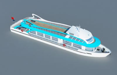 80米旅游游客观光游览船3D模型