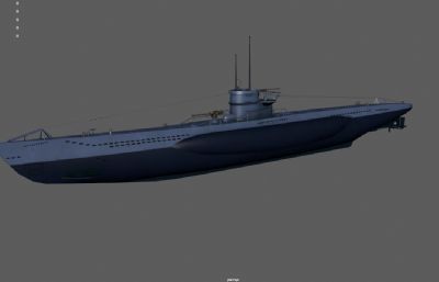 二战德国潜艇,战略核潜艇,U96德国潜艇游戏道具3dmaya模型