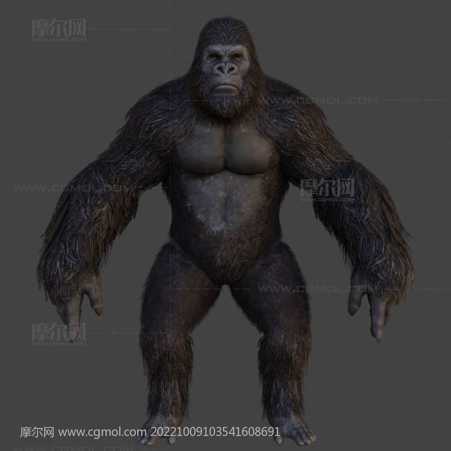 写实黑猩猩,次世代游戏BOSS怪3D模型,FBX格式