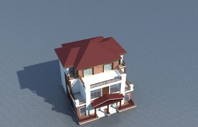 别墅,洋房,三层小洋楼3D模型