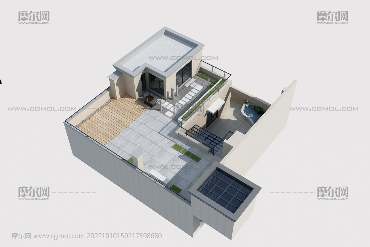 别墅屋顶花园3D模型