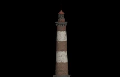 破旧lighthouse灯塔3D模型,OBJ格式,已塌陷