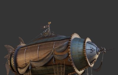 Airships飞艇,赛博朋克风格游戏道具3D模型,FBX格式