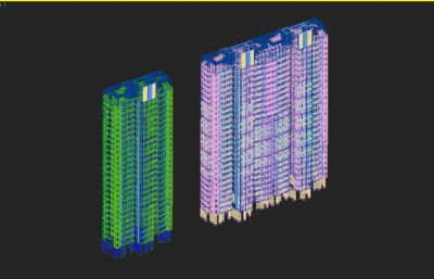 现代住宅,高层小区3D模型