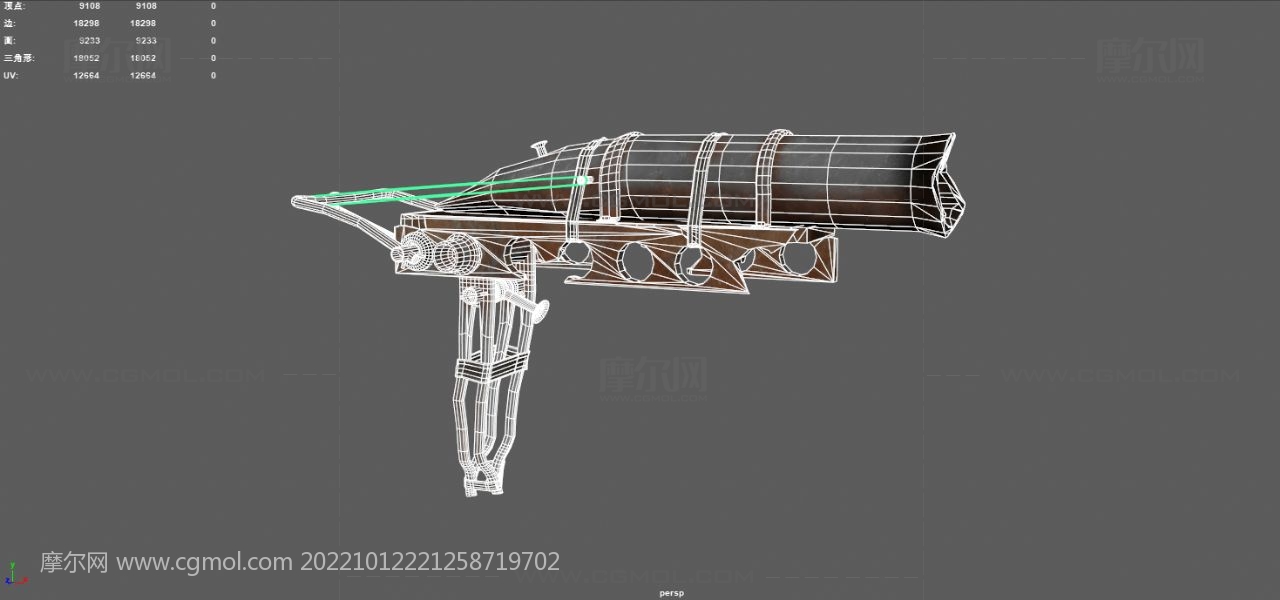 生锈弹簧枪,简易土枪外观3dmaya模型