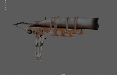 生锈弹簧枪,简易土枪外观3dmaya模型