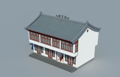 传统中式双层小洋楼3D模型
