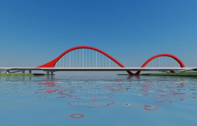 过江大桥,现代跨江大桥3D模型