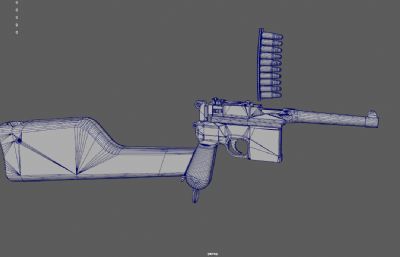 毛瑟枪c96,驳壳枪,老式手枪游戏道具3dmaya模型