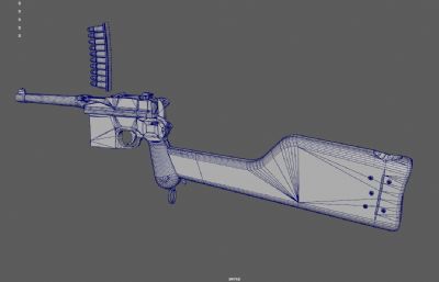 毛瑟枪c96,驳壳枪,老式手枪游戏道具3dmaya模型