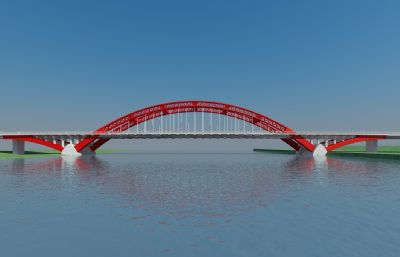 拱形钢架吊索大桥3D模型