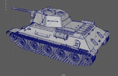 苏联-t34坦克,二战坦克游戏道具3dmaya模型