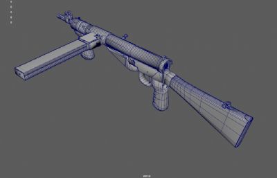 斯特林-帕切特Mk5冲锋枪3dmaya模型,已塌陷