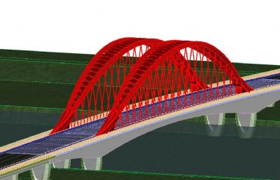 拱形吊索过江大桥3D模型