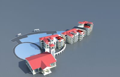 钟楼别墅,酒店会所3D模型