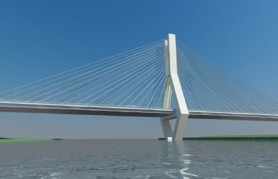 丽水市紫荆大桥,斜拉索混泥土大桥3D模型