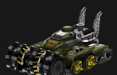 红警三天启坦克3D模型低模