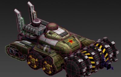 红警三天启坦克3D模型低模