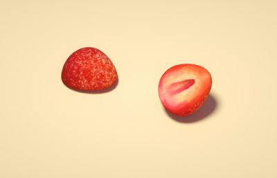 草莓水果,切片草莓C4D模型