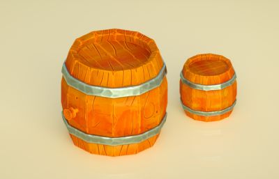 酒桶,木桶C4D模型