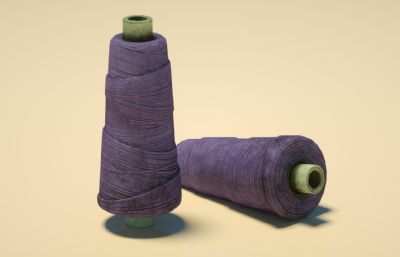 紫色毛线团,棉线,针织线,线团C4D模型