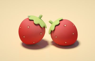 卡通小草莓水果C4D模型