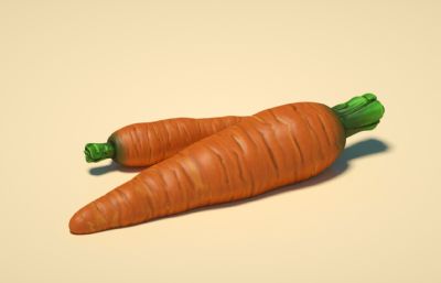 写实胡萝卜,卡通胡萝卜C4D模型