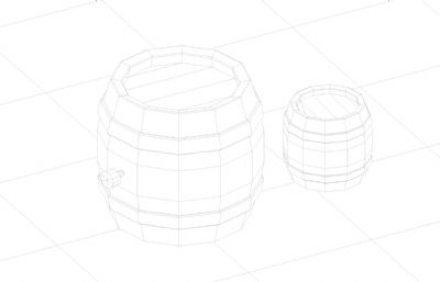 酒桶,木桶C4D模型
