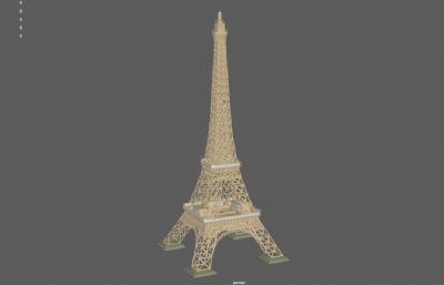 埃菲尔铁塔,巴黎铁塔,标志性建筑3dmaya模型,已塌陷