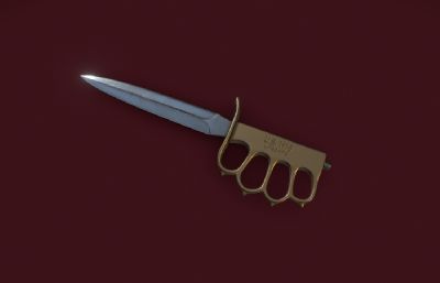美国1981关节刀,指虎,护手匕首游戏道具3dmaya模型
