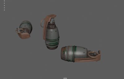 毒气手榴弹,手雷,烟雾弹,催泪弹3dmaya模型