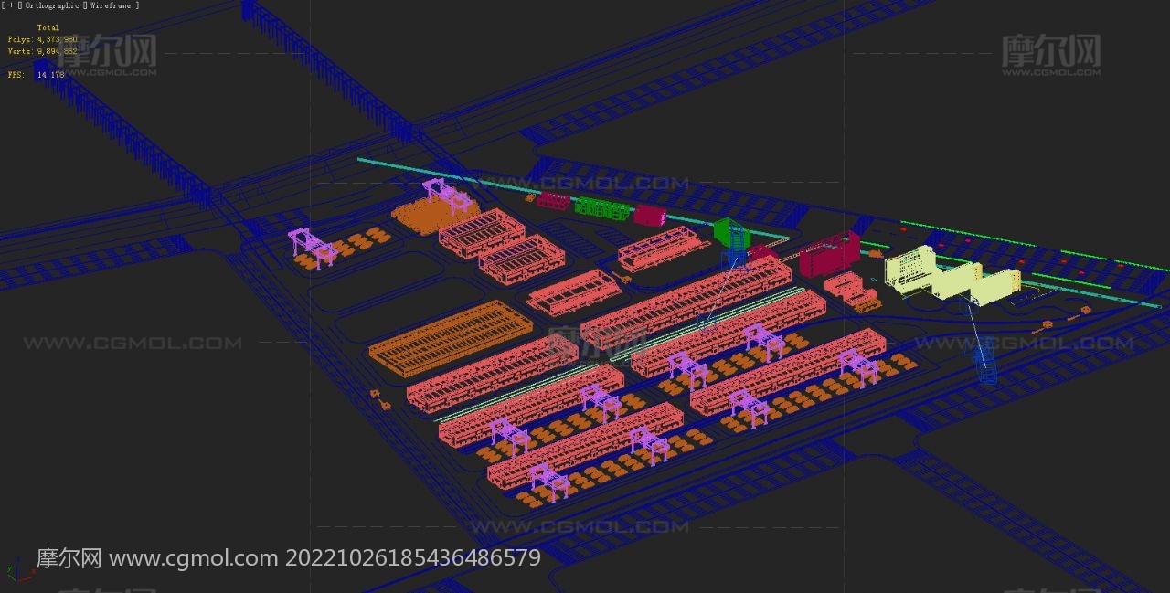 港口码头厂房,仓库堆场,国际贸易保税港区3D模型